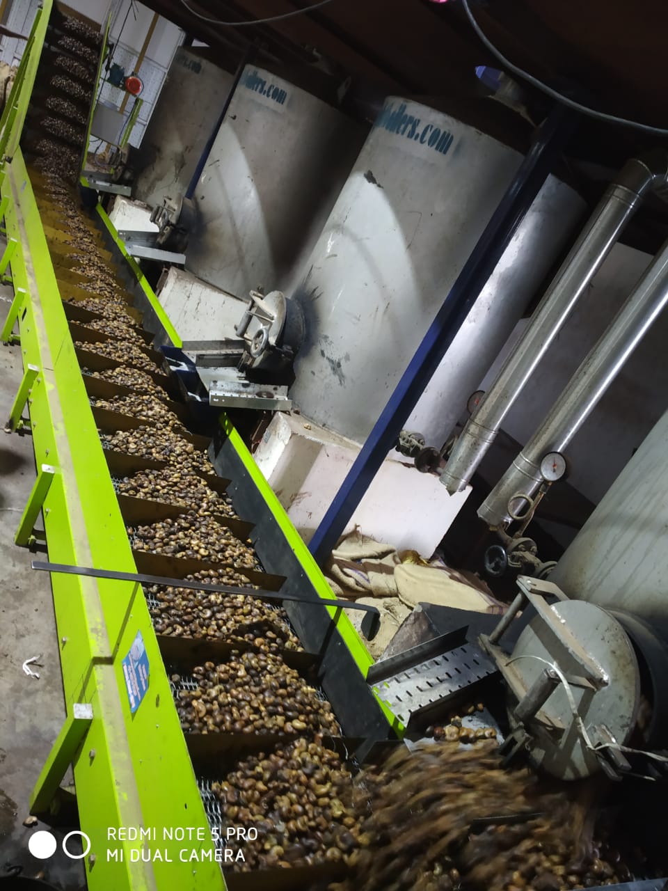 Long inclined conveyor installed in a processing plant